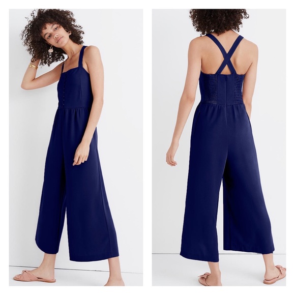 Madewell Pants - Madewell Smocked Button-Front Crop Jumpsuit 14
